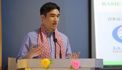 Law School student discussing human rights work in Nepal