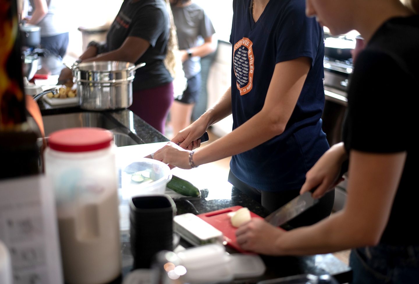 Students preparing food