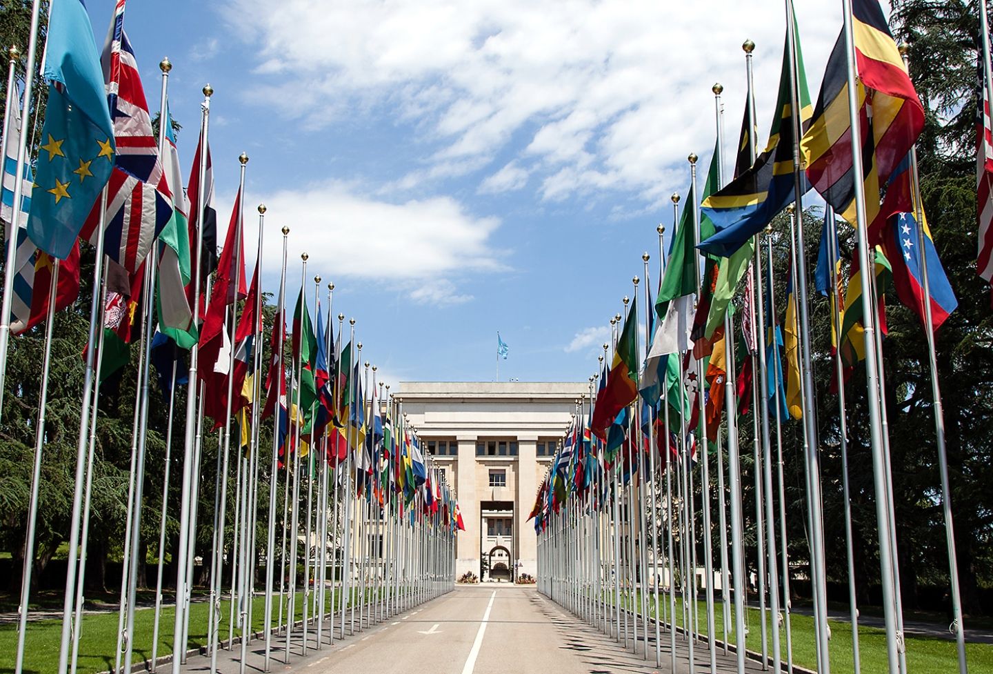 Flags outside UN facility